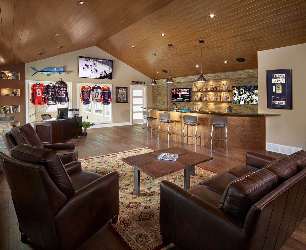 Sherwood Park Exterior Soffit, Gables and Interior Ceilings Contemporary Home Bar