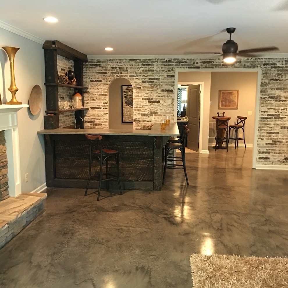 Traditional Home Bar Brick Walls Rustic Home Bar Atlanta by