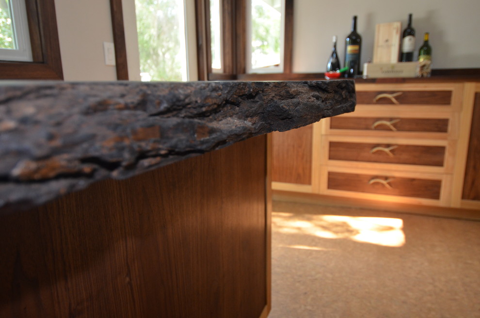 Walnut and Pecan Bar Rustic Home Bar San Diego by MFW