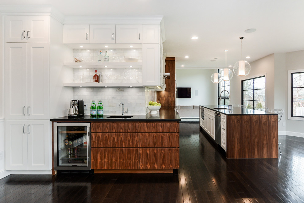 Walnut & White Modern Home Bar Other by Concepts by