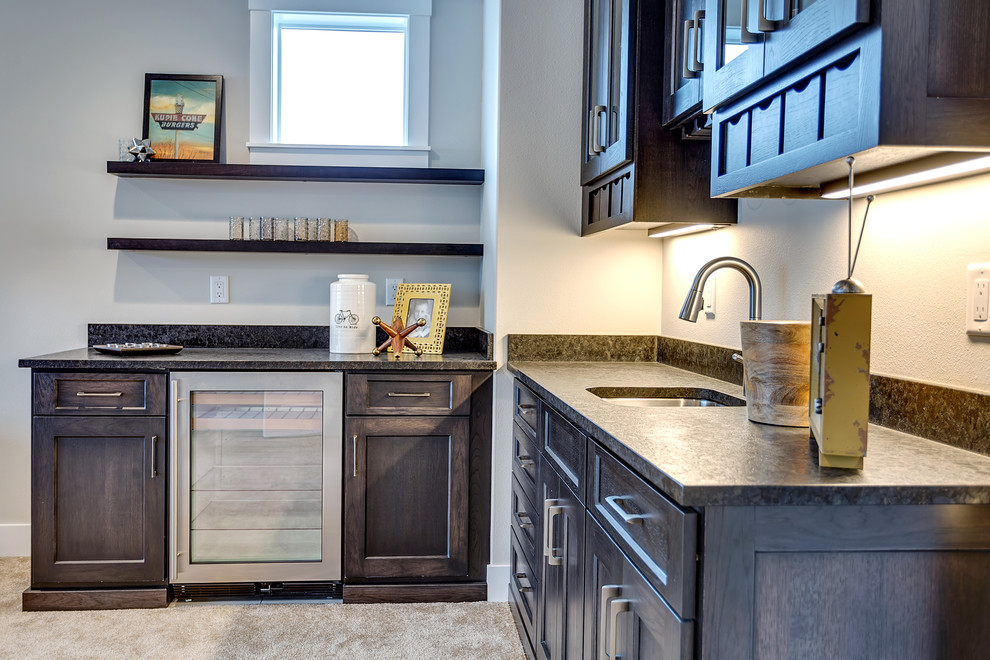 Wet Bar in Family/Theater Room The Aerius Two Story Modern American