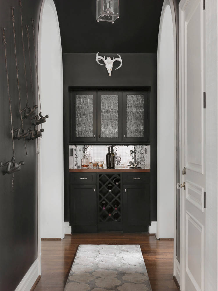 Wet Bar Design with Black and White Chanel Tray - Transitional - Kitchen