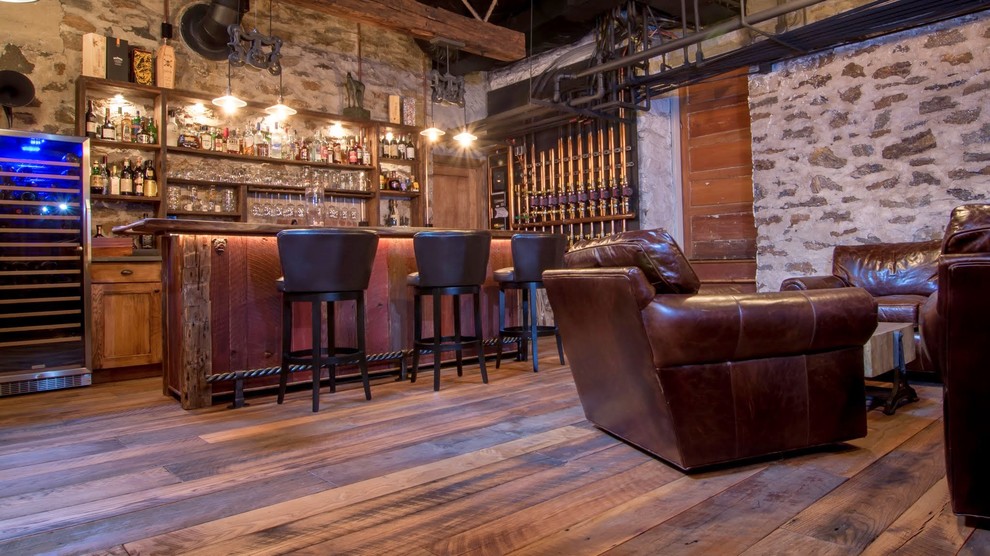 Immagine di un angolo bar stile rurale