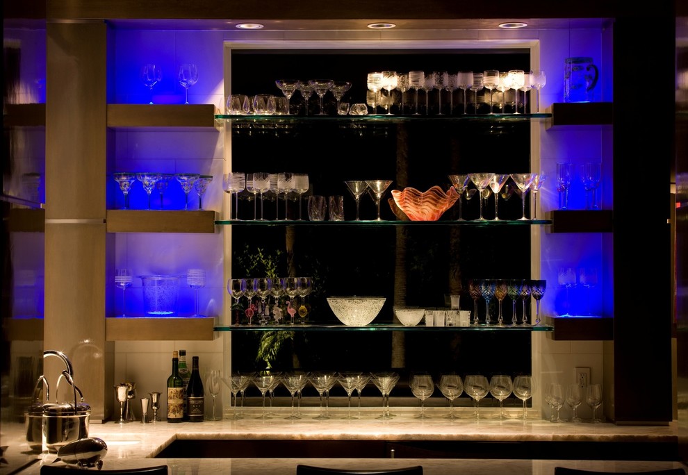 Cette image montre un bar de salon minimaliste.