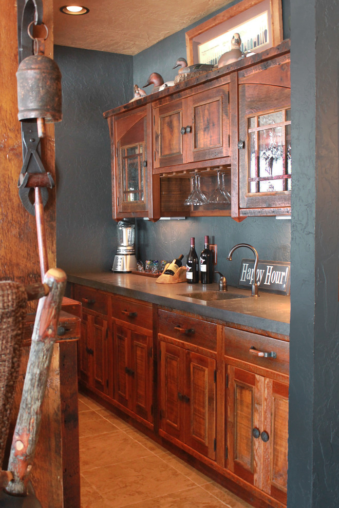 Inspiration for a medium sized rustic home bar in Other.