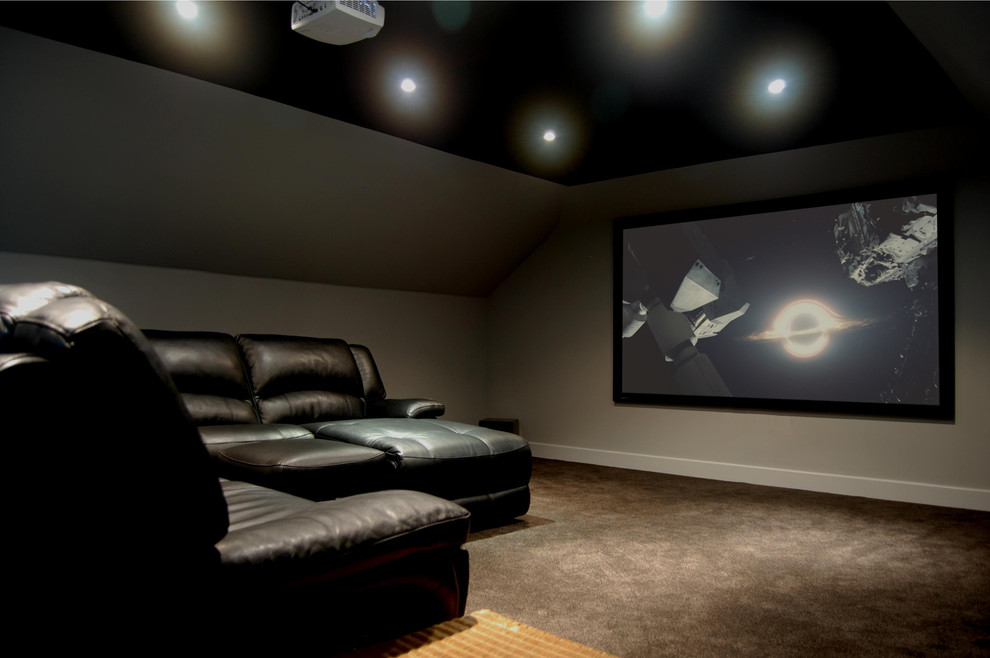 Trendy home theater photo in Kent