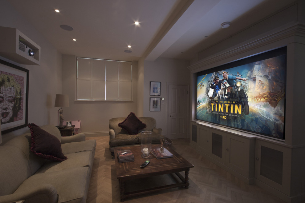 Elegant home theater photo in London