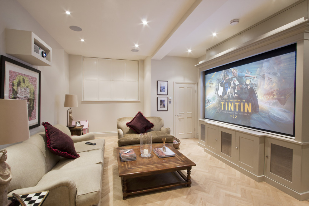 This is an example of a traditional home cinema in London.