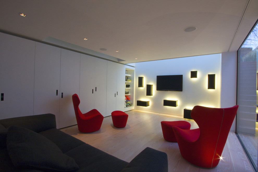Inspiration for a contemporary home cinema in London.