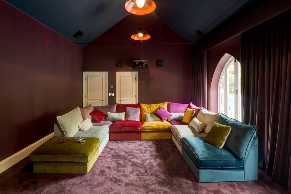 This is an example of a contemporary home cinema in Kent.