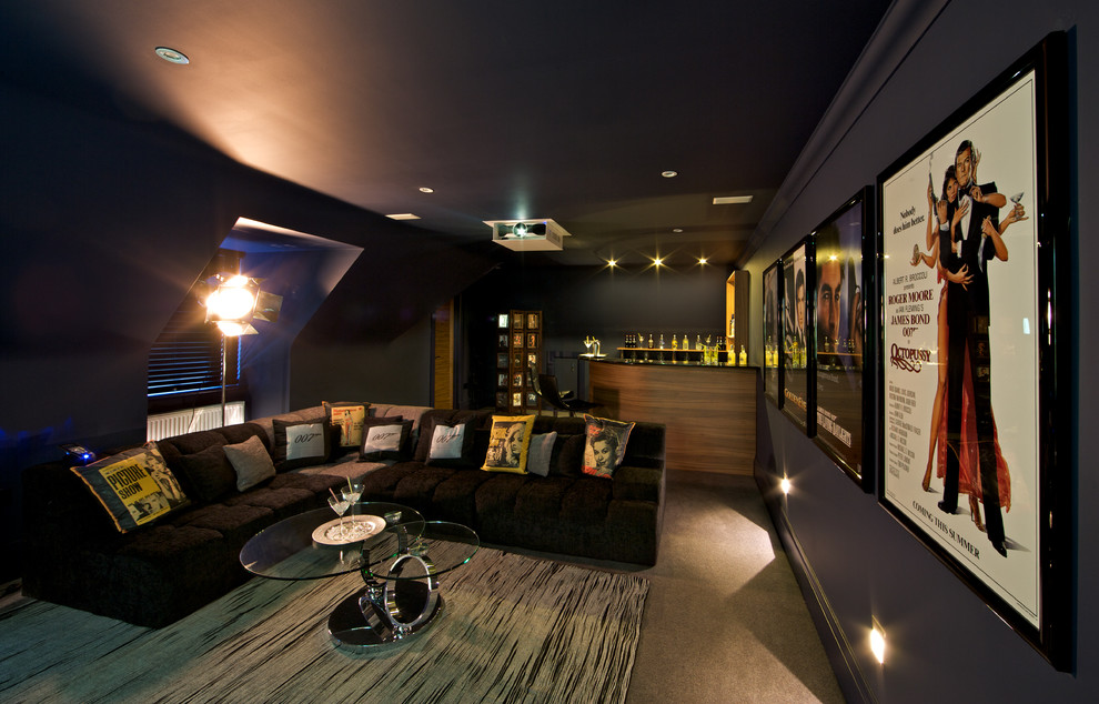Design ideas for a contemporary home cinema in London.