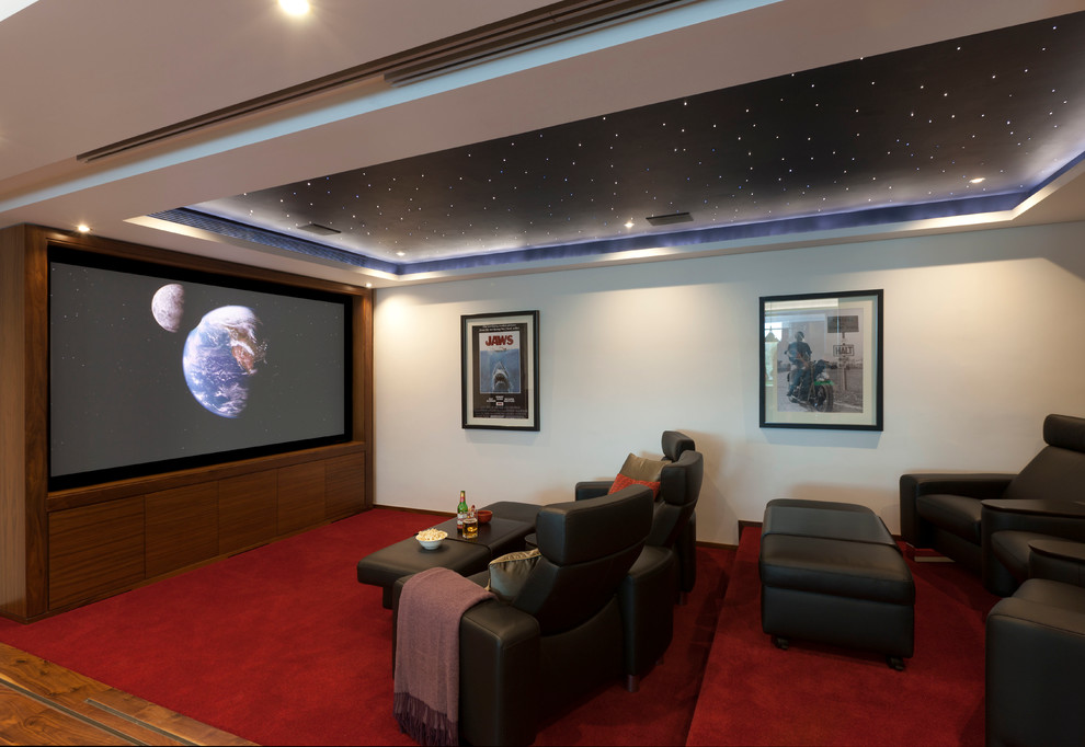 Inspiration for a contemporary home cinema in London.