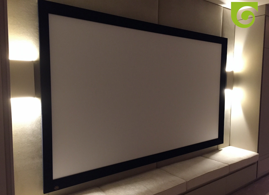 Design ideas for a large rural enclosed home cinema in Cheshire with beige walls.