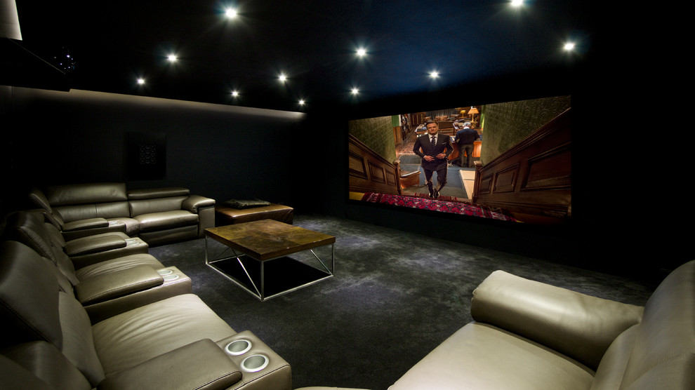Photo of a modern home cinema in London.