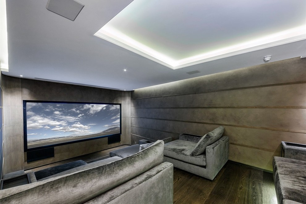 Trendy home theater photo in London
