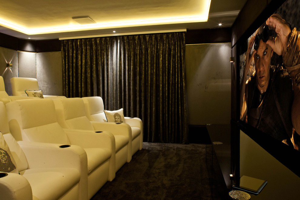 Inspiration for a contemporary home theater remodel in Berkshire
