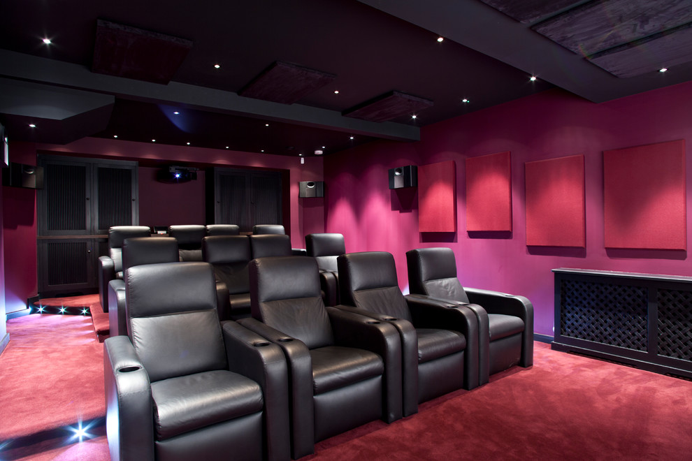 Country home theater photo in London