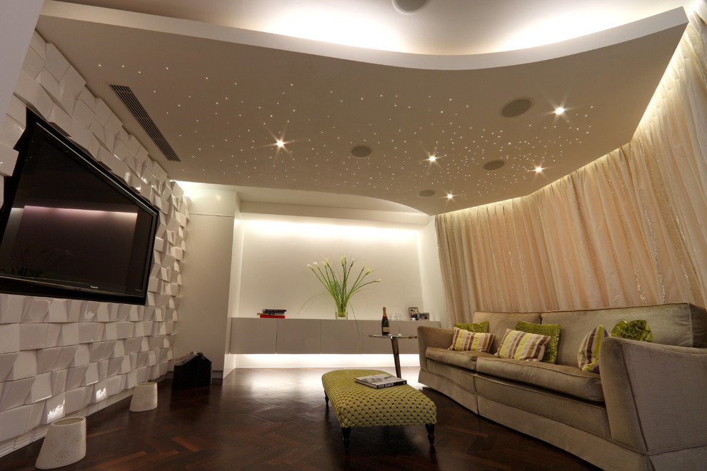 Example of a trendy home theater design in London