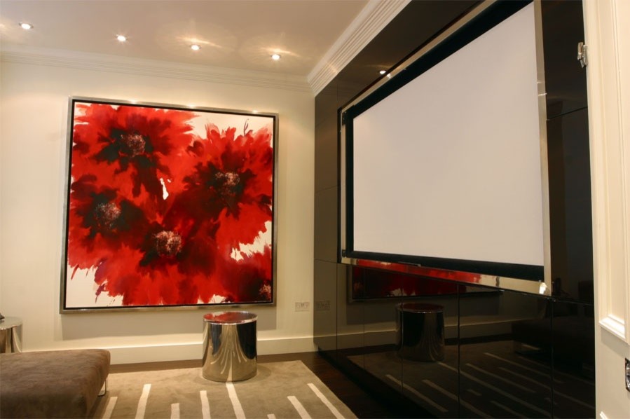 Home theater - contemporary home theater idea in Manchester