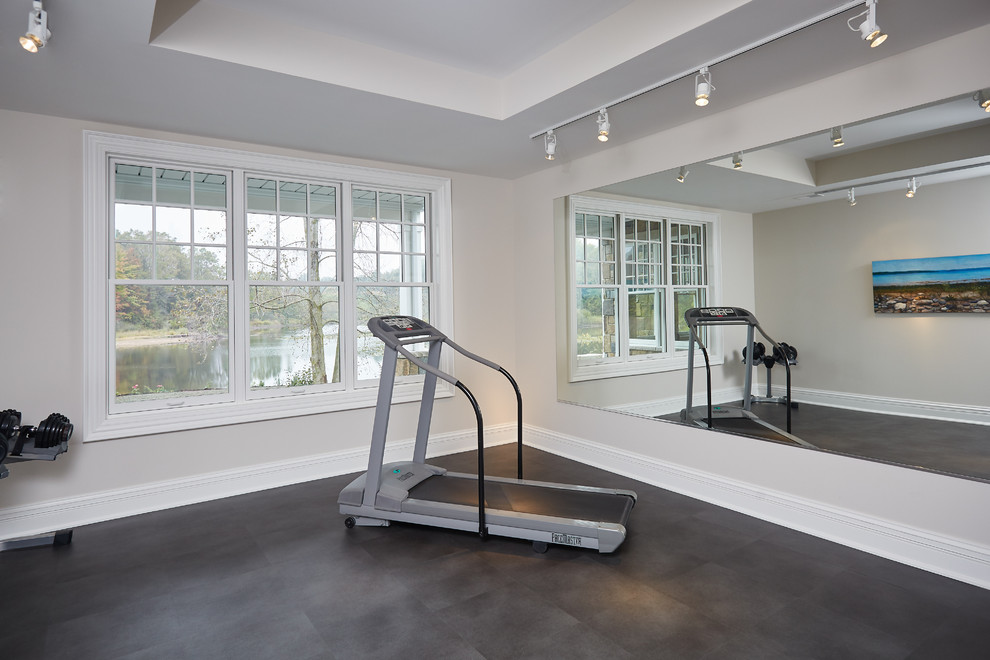 Contemporary home gym in Grand Rapids.