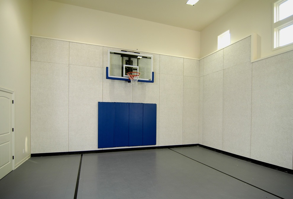 Photo of a farmhouse indoor sports court in Grand Rapids with grey floors.