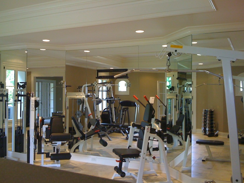 Basement Gym Mirrors Modern Home Gym New York by Suburban Glass