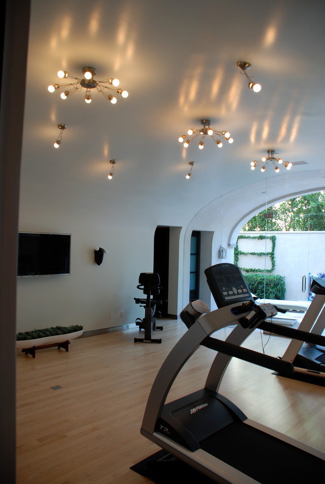 This is an example of a mediterranean home gym in Orange County.
