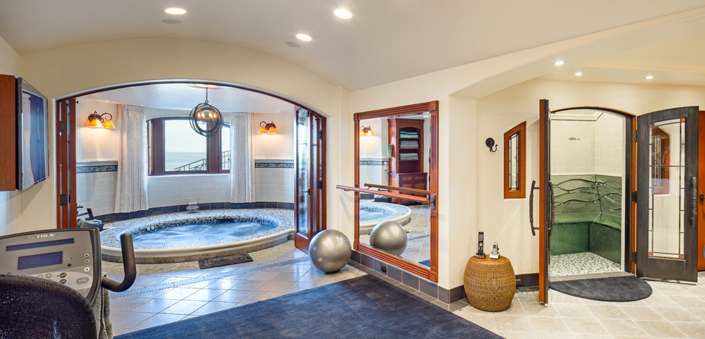 Example of an arts and crafts home gym design in Orange County