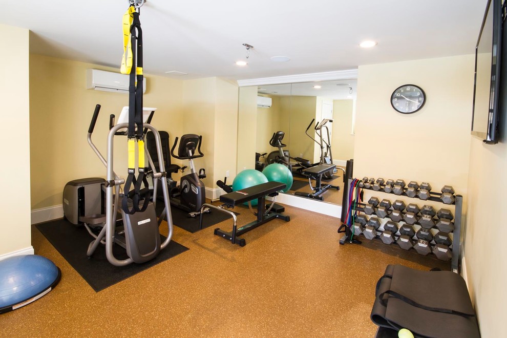 Traditional home gym in Boston.