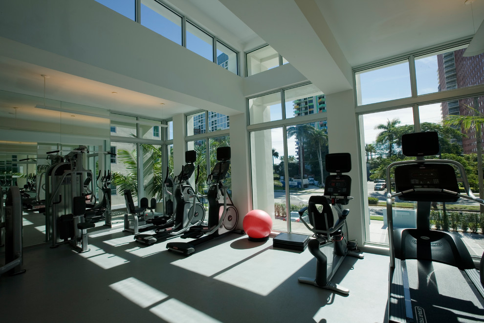 Brickell House Contemporary Home Gym Miami by Thomas & Evelyn