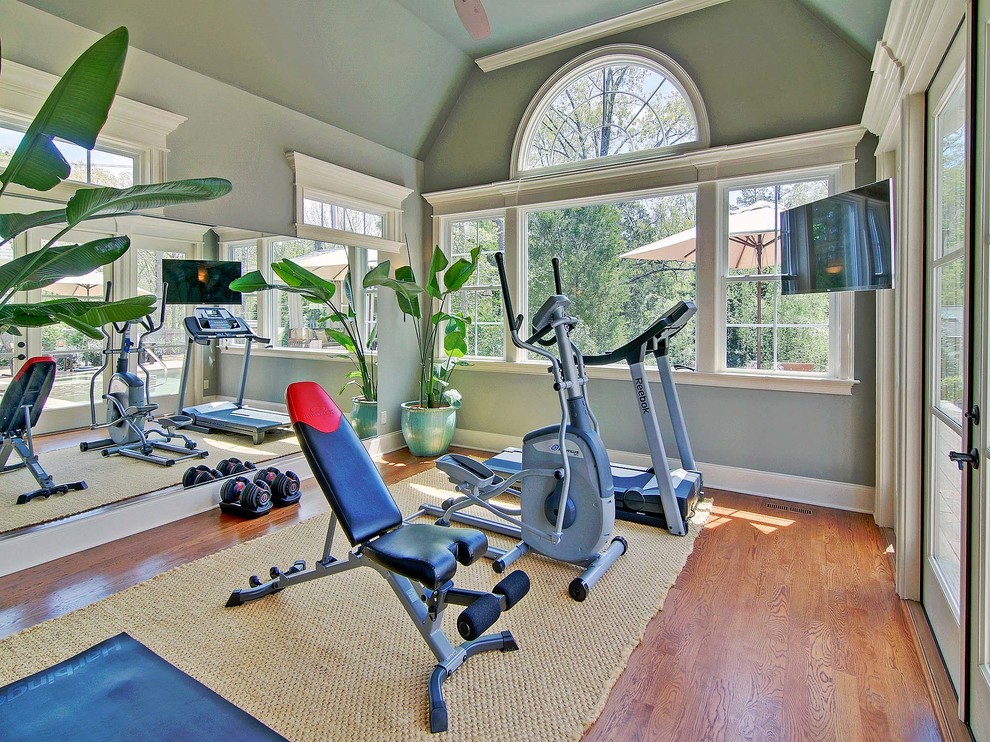 Inspiration for a classic home gym in Raleigh.