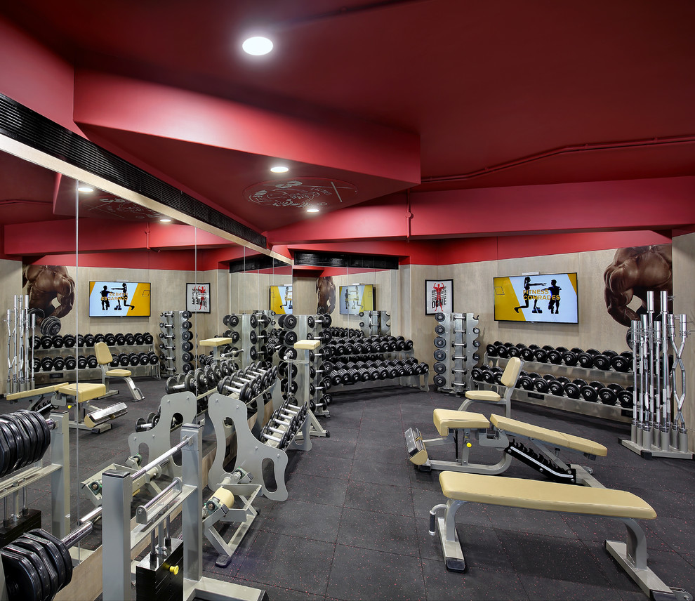 Photo of a modern home gym in Ahmedabad.