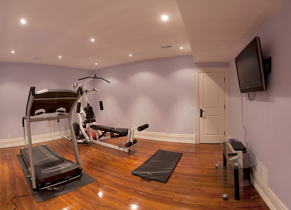 Contemporary home gym in Toronto.