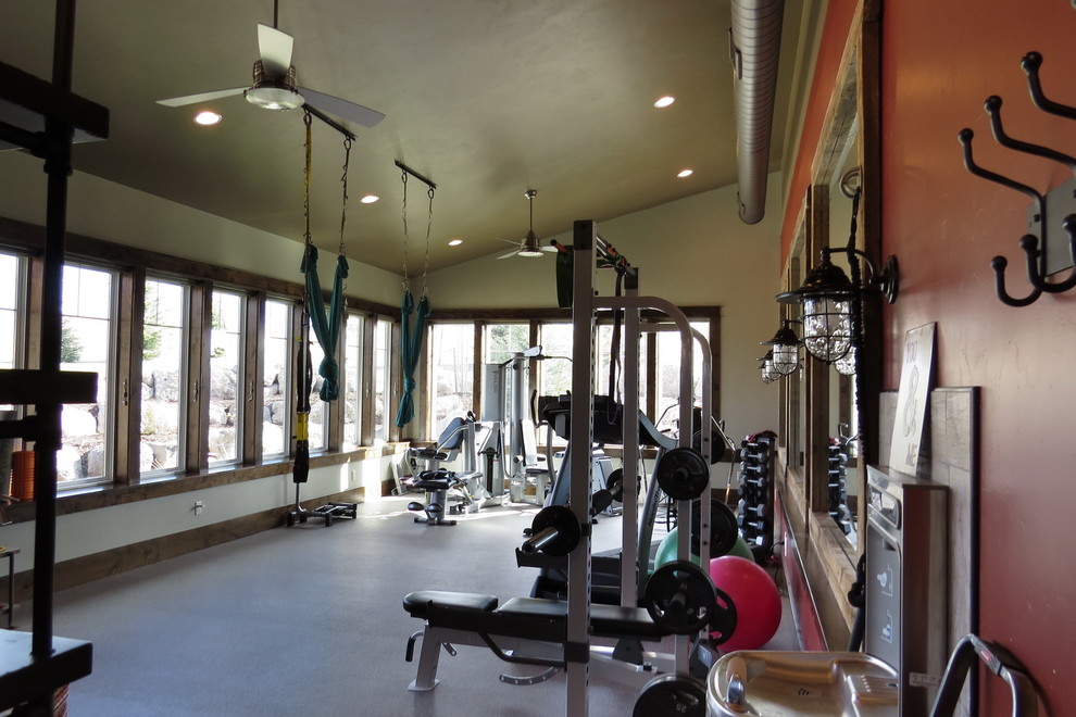 Design ideas for a country home gym in Other.