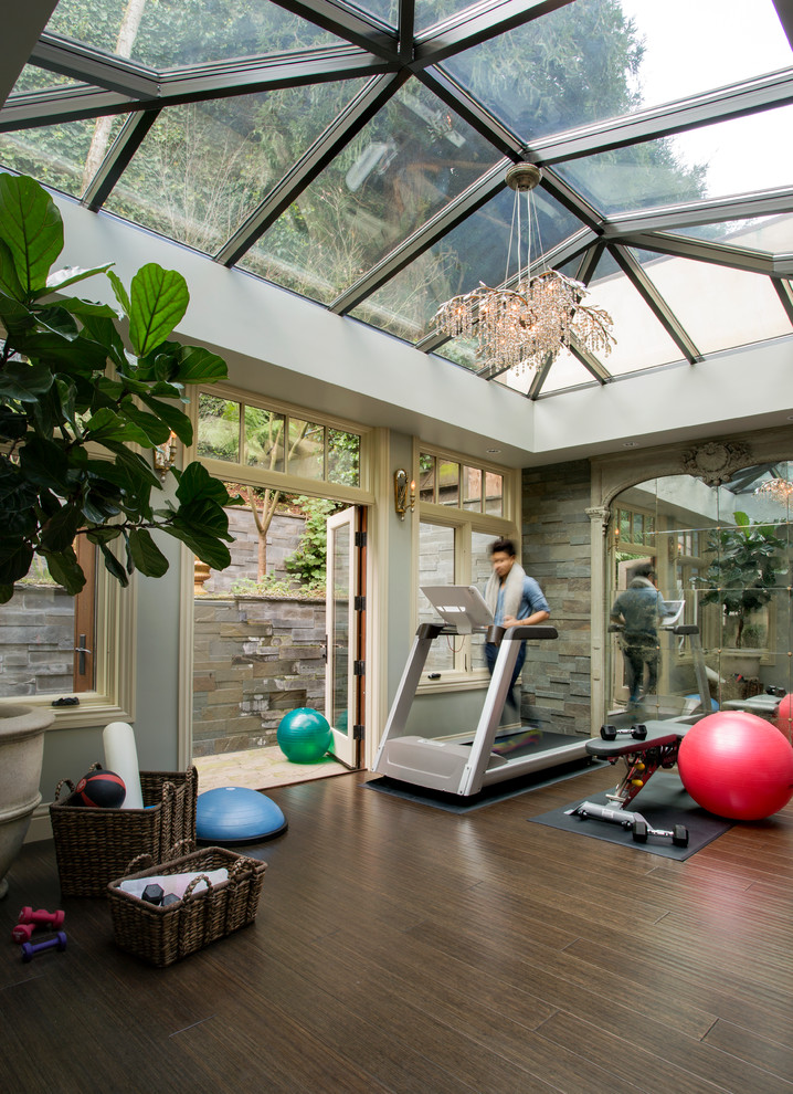 Photo of a bohemian home gym in San Francisco.