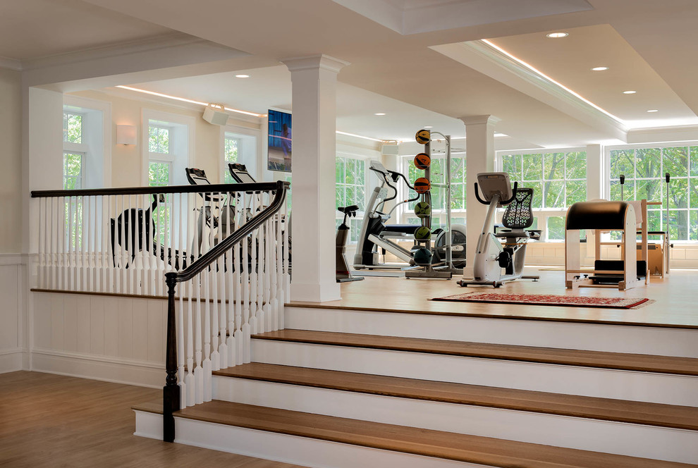 Design ideas for a country home gym in New York.
