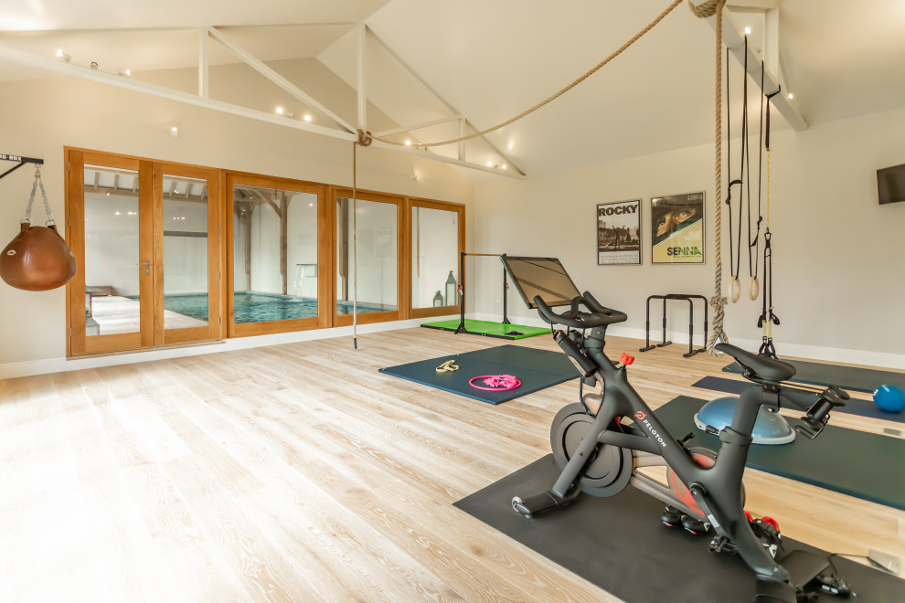 Design ideas for a country home gym in Hampshire.