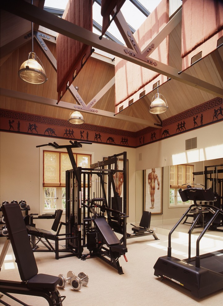Design ideas for an expansive traditional home gym in San Francisco.
