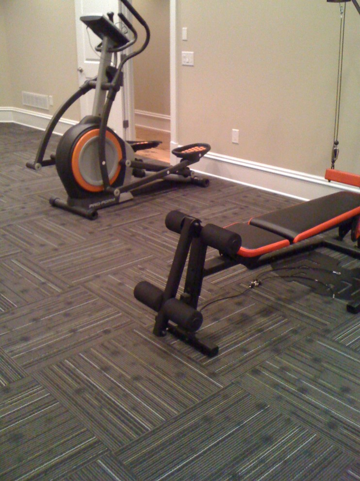 Home Gym with Commercial Carpet Squares Home Gym Atlanta by Dogwood Home & Design Houzz