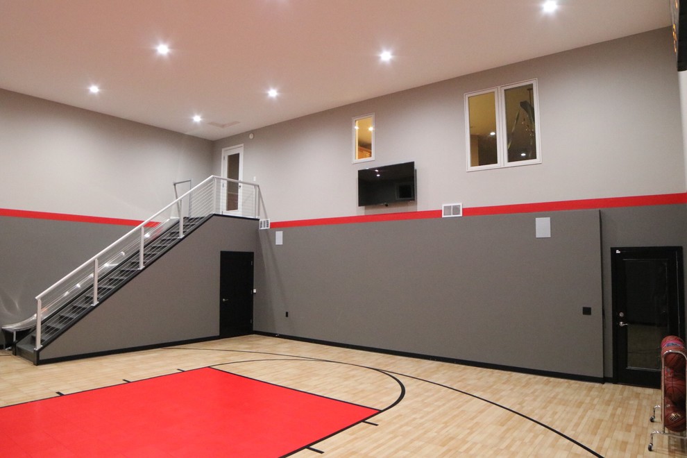 Indoor Dream Basketball Court in Eden Prairie Traditional Home Gym