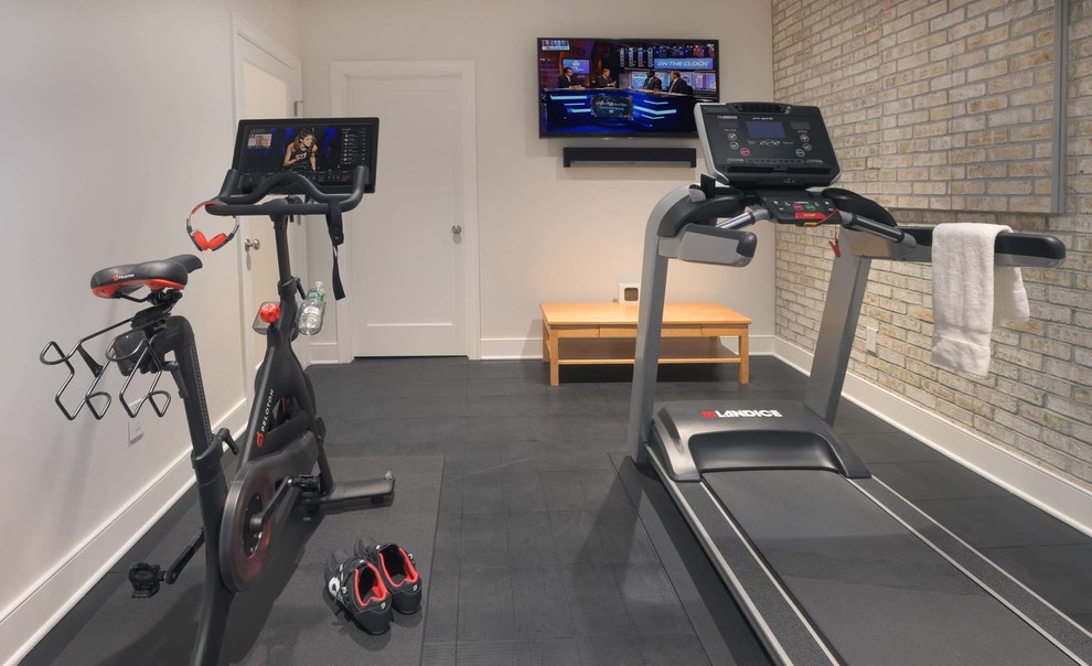 Inspiration for a mid-sized eclectic home gym remodel in Philadelphia