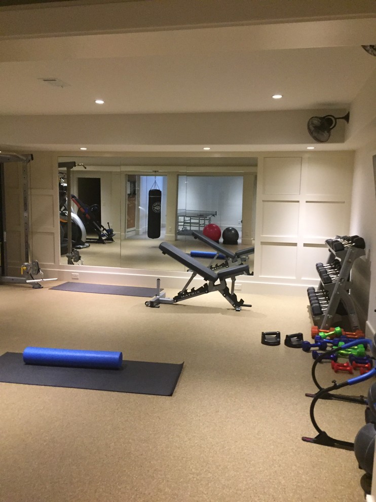 Transitional home gym photo in Atlanta