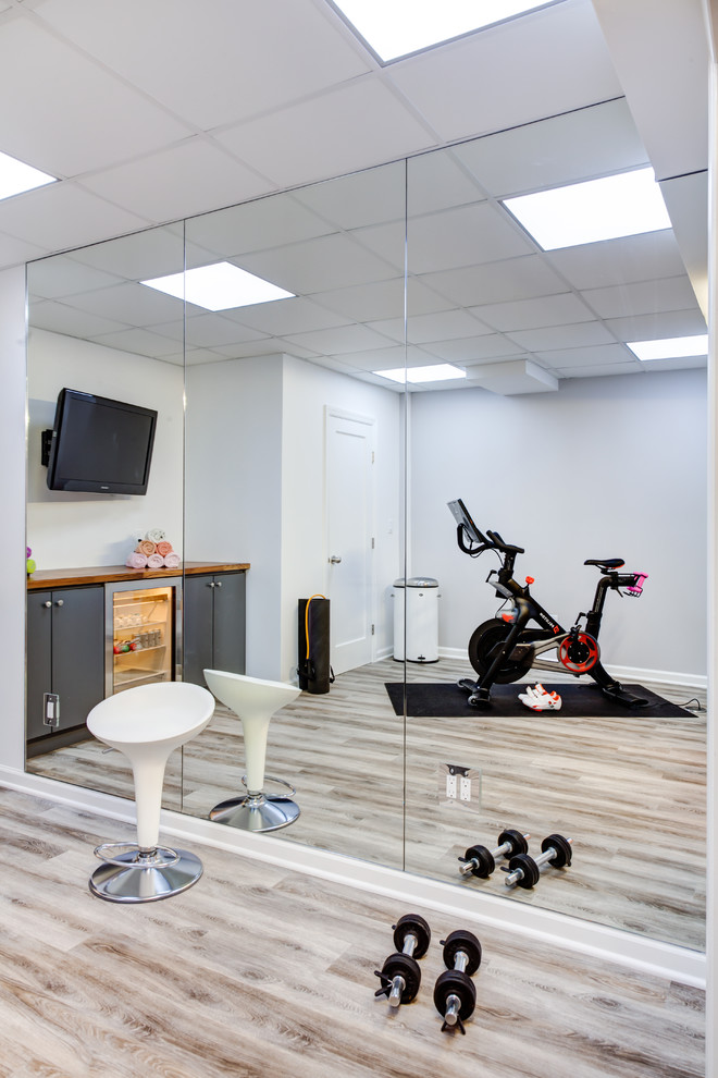 Mirrored Walls Traditional Home Gym New York by KraftMaster