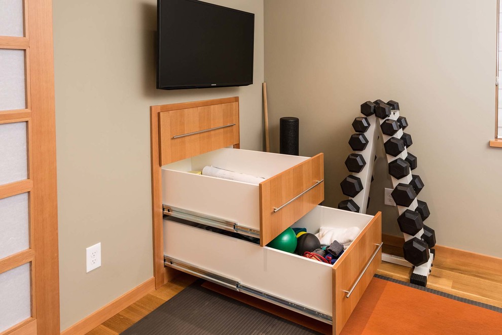 Inspiration for a contemporary home gym remodel in Other