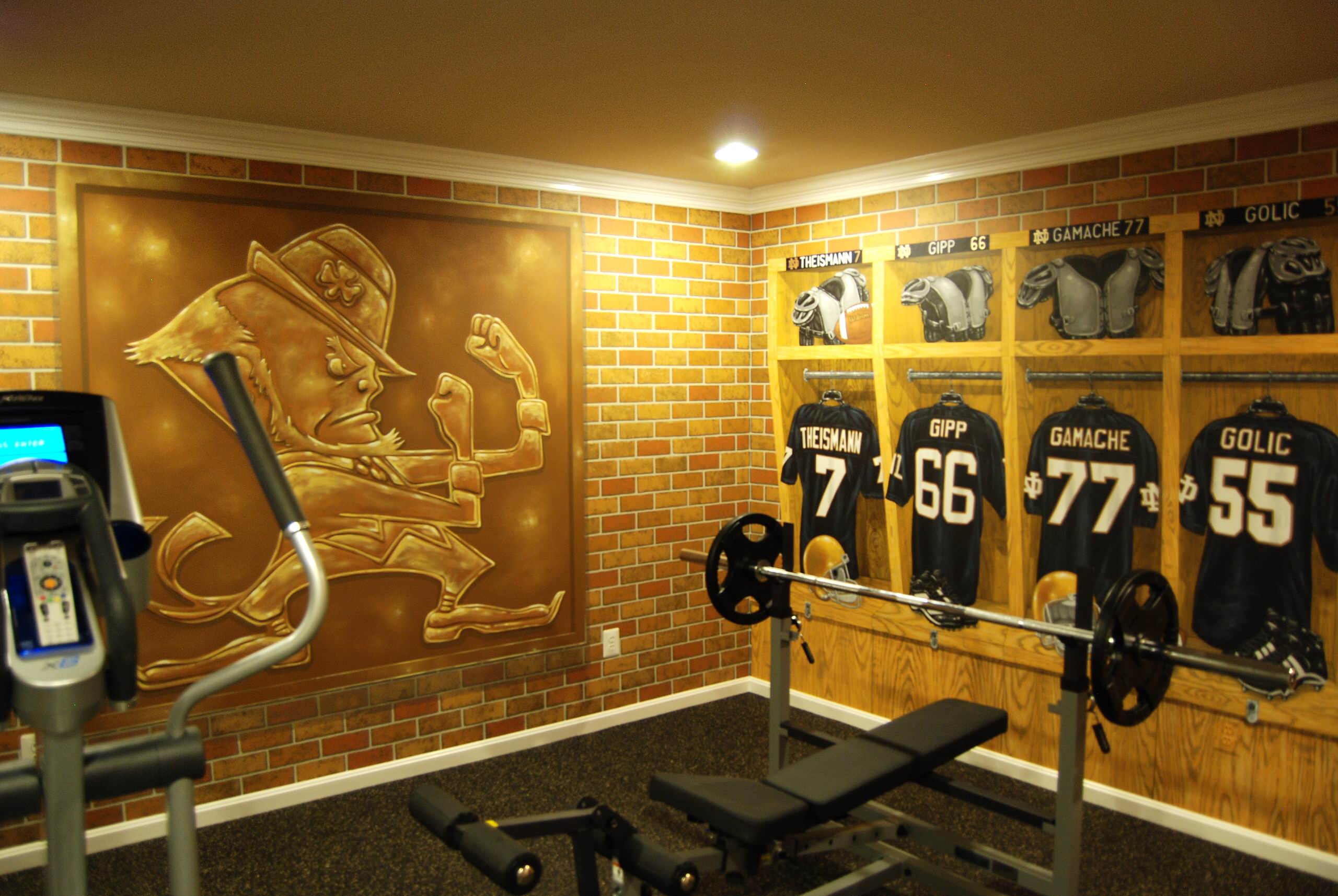 Notre Dame Football Locker Room Mural By Tom Taylor Of Mural Art Llc Traditional Home Gym Dc Metro By Mural Art Llc Wall Murals And Fine Art Houzz