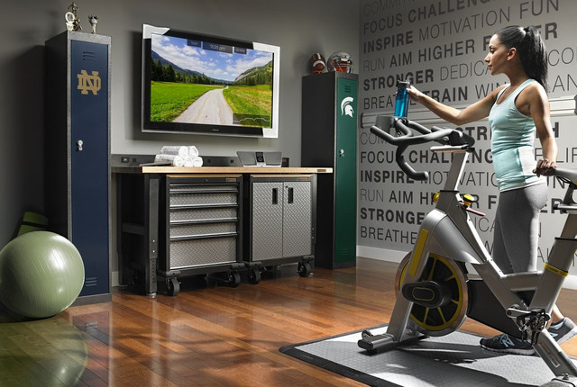Our Work Contemporary Home Gym Raleigh by Man Cave Garage Systems Houzz UK