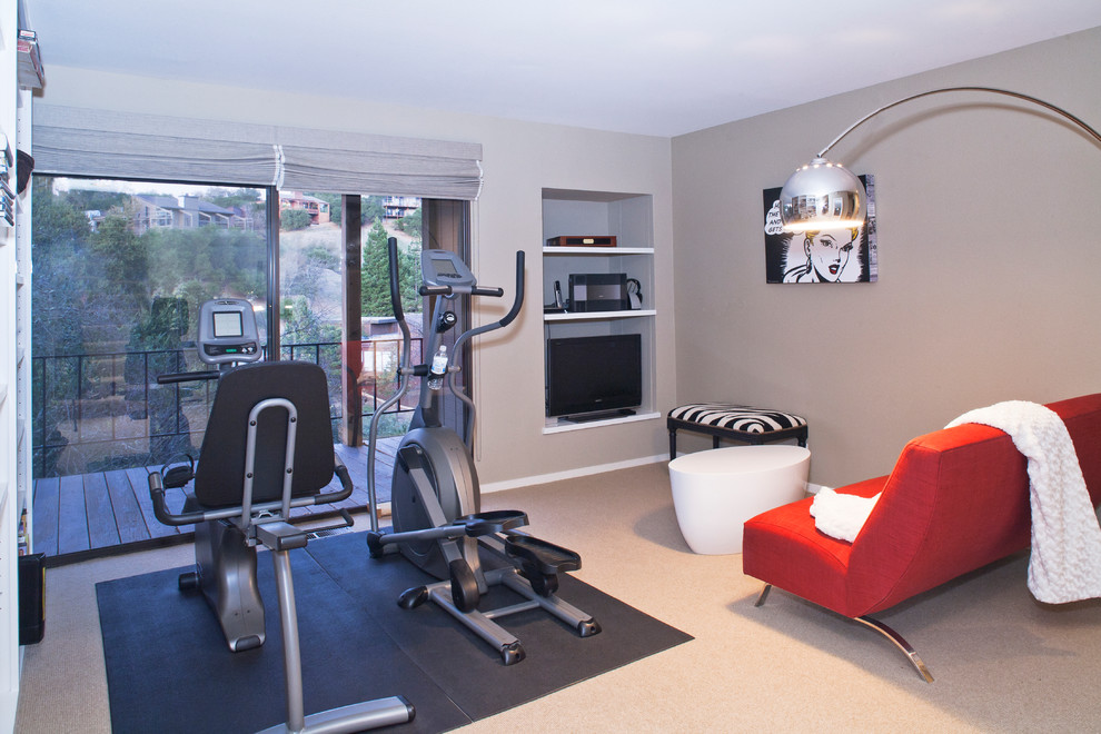 Portola Valley mid century home redesign Modern Home Gym San