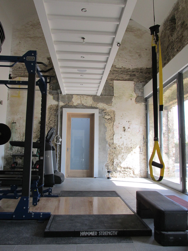 Photo of a rustic home gym in Other.