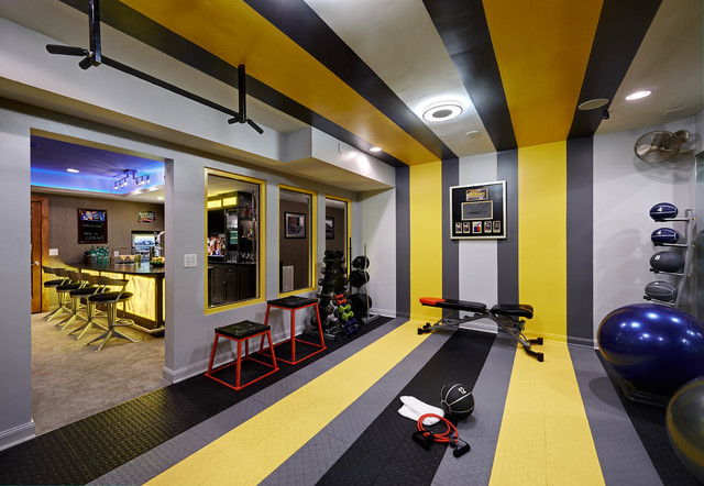 Residential Basement Remodel Bar and Gym Contemporary Home Gym Charlotte by Vonn Studio Designs Houzz IE