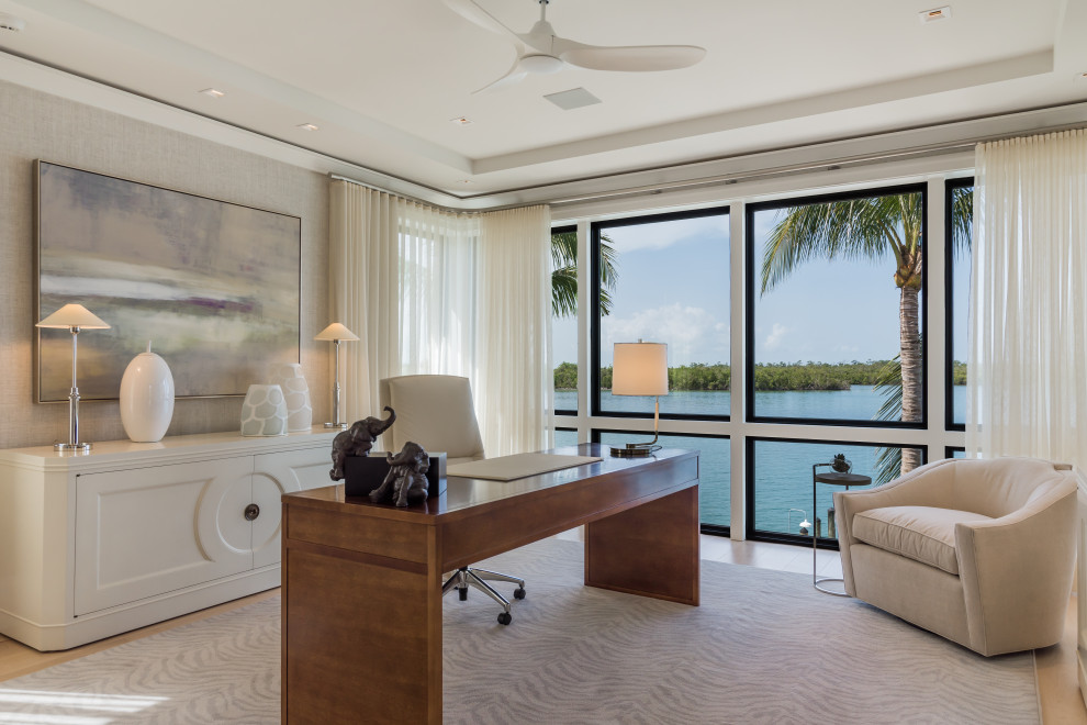 Example of a beach style home office design in Miami